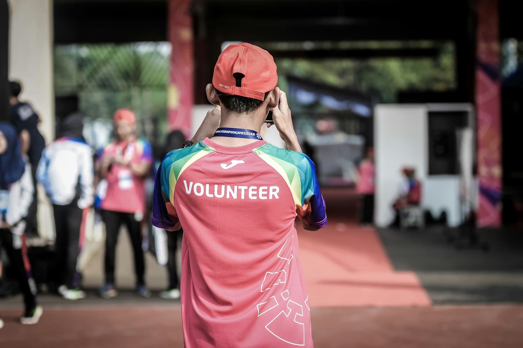 A volunteer at a community event